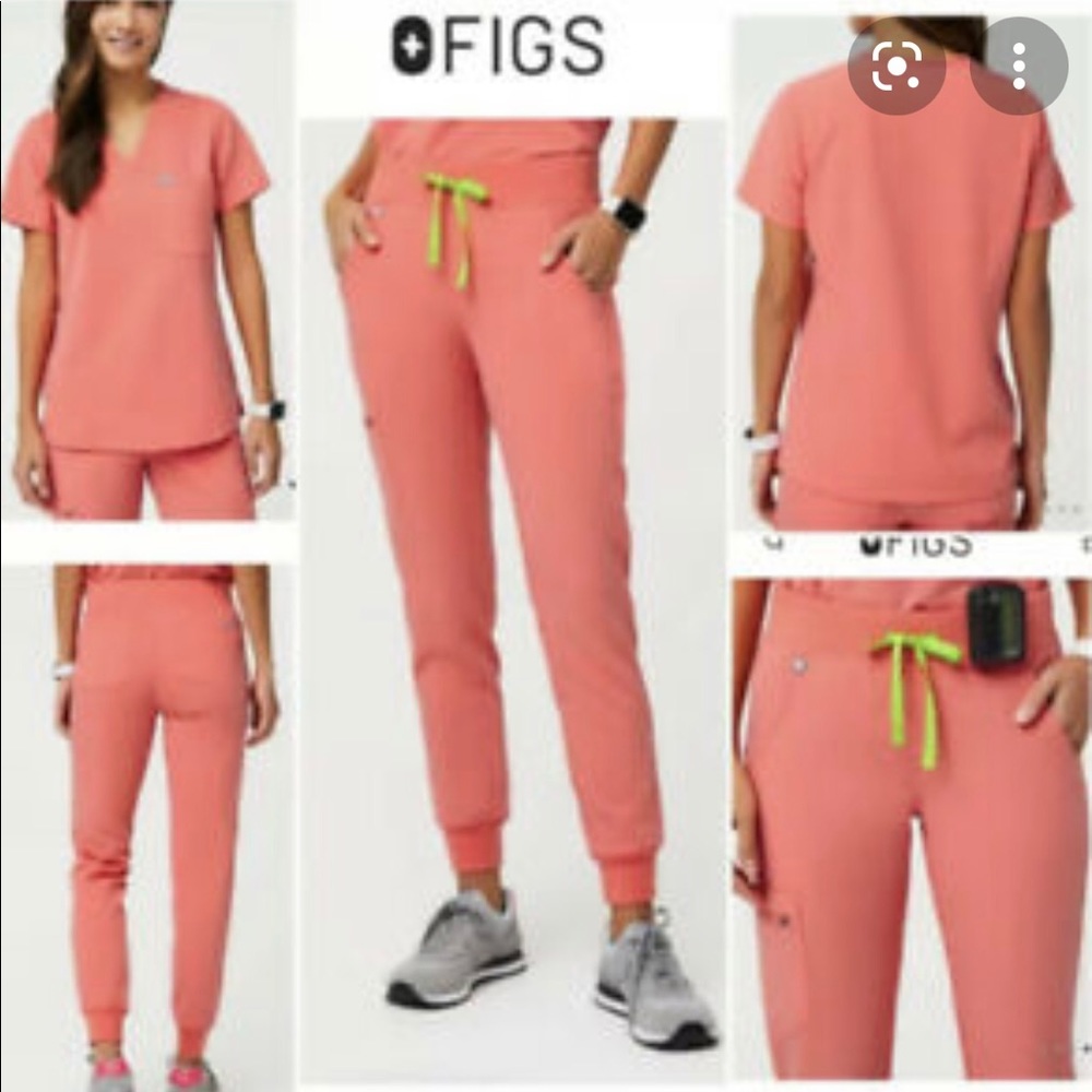 Figs Scrub Set Hot Coral medium - Zamora Jogger Scrub Pant & Catarina Scrub Top